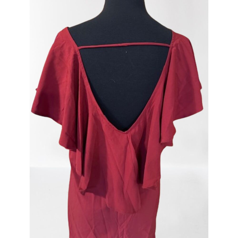 Ruby Open Low Back with Ruffle Midi Dress  4225L  Large  (I) NWT Boutique